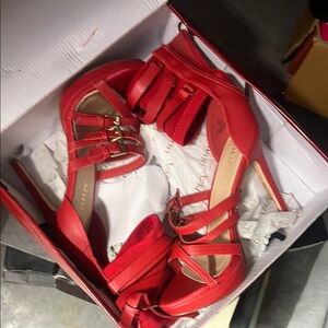 Red strappy  high heel sandal